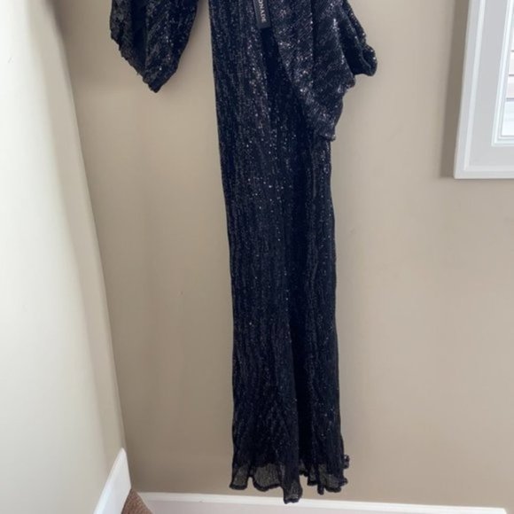 Black Backless Sequins Wedding Dress Prom Gown - Picture 7 of 10